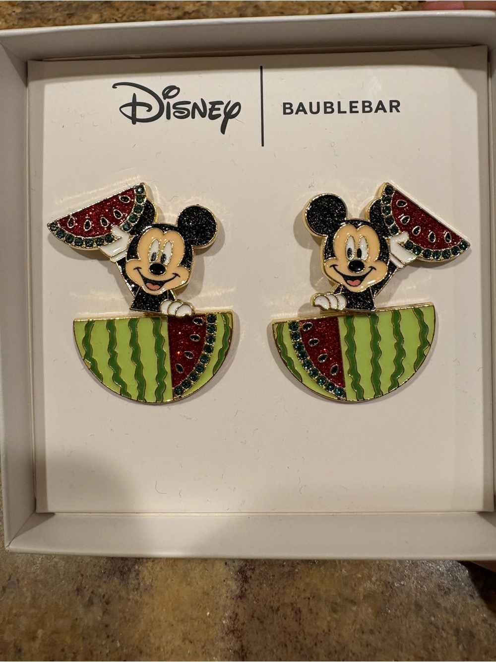 BaubleBar x Disney Mickey Mouse Watermelon Stud Earrings - Green & Red